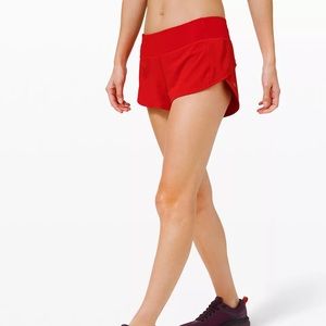 Lululemon Dark Red Low rise speed up shorts size 2.5